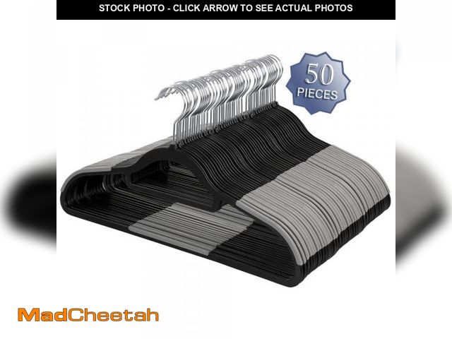 Lot 74-12542105 - Elama Plastic Non Slip Hanger in Black and Gray 50 Piece - UNUSED