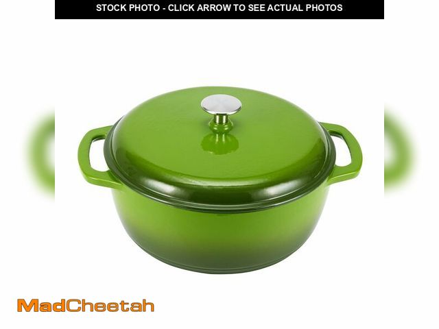Lot 74-12433265 - Basics Cast Iron Dutch Oven Pot with Lid, Enameled, Round, Dual Handles, Heavy-Duty, Large, 7.3-Quar...