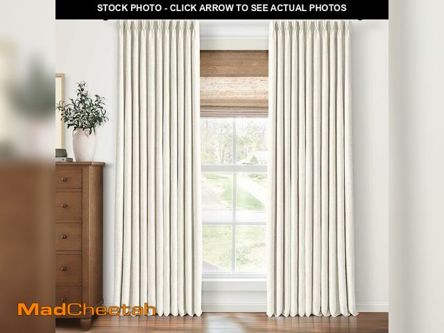 Lot 74-12710325 - CAPALOCA Pinch Pleated Blackout Curtains 84 Inch Long, Linen Blend, 100% Blackout Drapes with 20 Hoo...