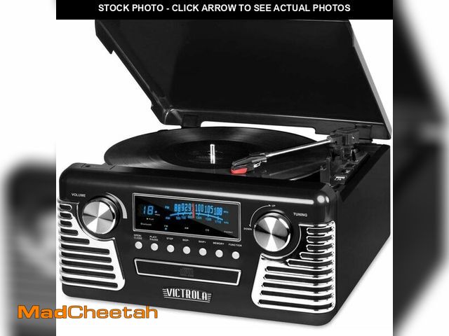 Lot 74-14358795 - Victrola Haley - Retro Bluetooth Record Player with CD Player - Black - USED