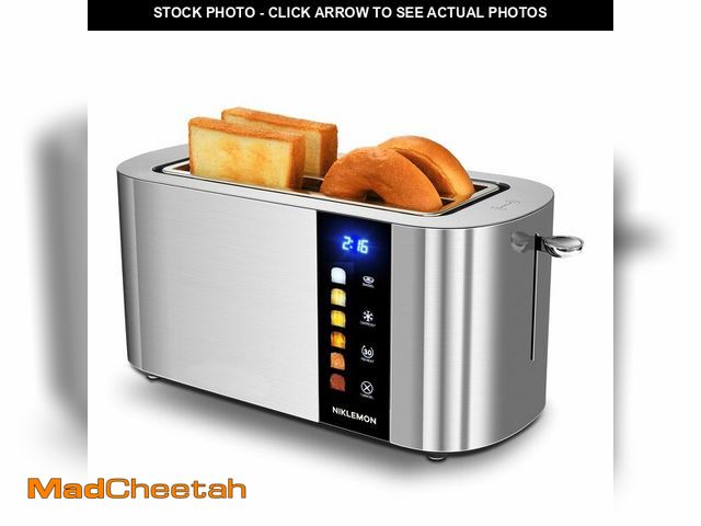 Lot 74-12599728 - 4 Slice Toaster, NIKLEMON Full Stainless Steel Toaster with LED Display, Touch Buttons with Long Ext...