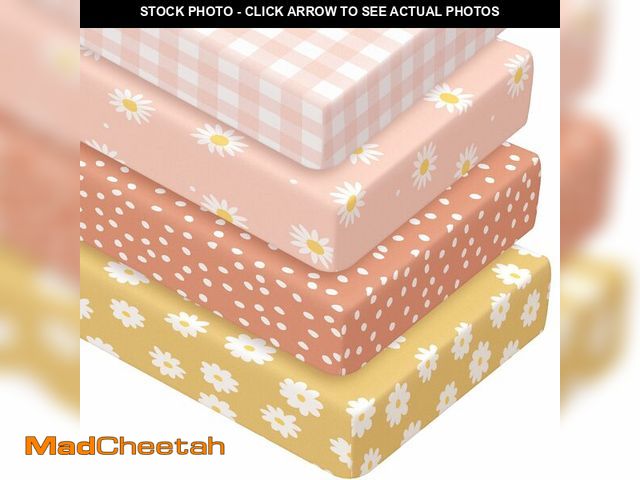 Lot 74-12704647 - Peryiter 4 Pack Crib Sheets Girl Soft Baby Bed Sheet Set 52'' x 28" Nursery Crib Sheets for Standard...