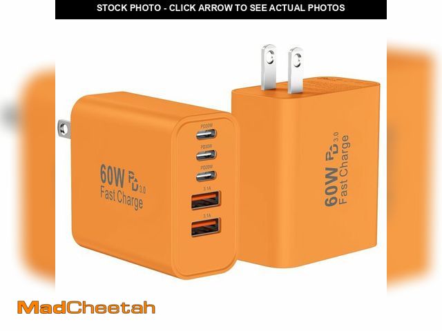 Lot 74-14433225 - USB C Fast Wall Charger Block, 2Pack 60W USBC Charging Cubes, 5-Port PD+QC Power Adapter Multiport B...