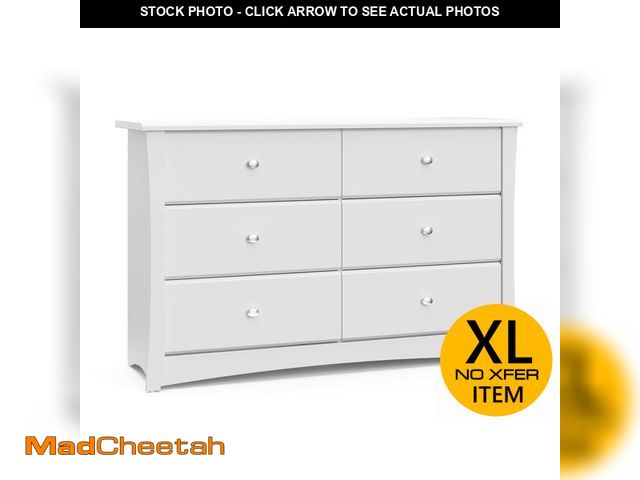Lot 74-12689432 - Storkcraft Crescent 6-Drawer Dresser (White) Ã¢â¬â GREENGUARD Gold Certified, White Dresser for B...