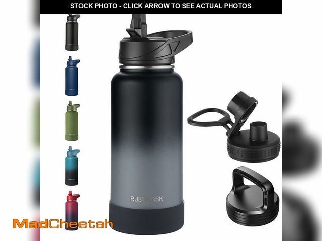 Lot 74-14213136 - RUBYFLASK 32oz Insulated Water Bottle with Straw, Stainless Steel Metal Vacuum Water Flask, Large Th...