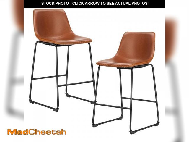 Lot 74-12124175 - Sweetcrispy Counter Height Bar Stools Set of 2, 26 inch Height Stool Faux Leather Barstools with Bac...