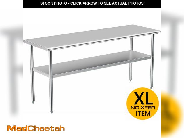 Lot 74-14614904 - Stainless Steel Table for Prep &amp; Work, 24x70 Inches, Metal Commercial Heavy Duty Table with Adju...