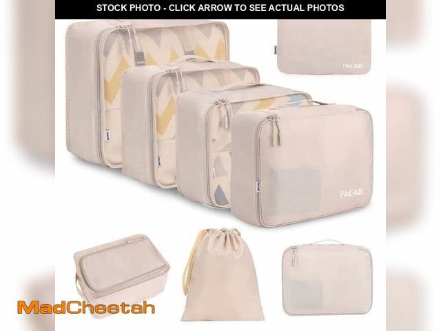Lot 74-12709600 - BAGAIL 8 Set Packing Cubes Luggage Packing Organizers for Travel Accessories-Cream - USED