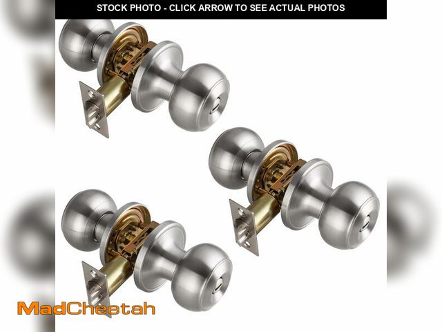 Lot 74-14383341 - NCSEN 3 Pack Brushed Nickel Door Knobs Interior,Bath &amp; Bed Privacy Door Knob, Keyless Door Lock ...