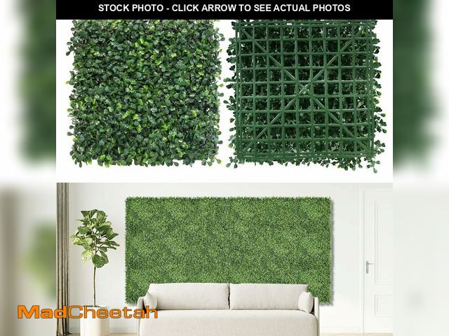 Lot 74-12715289 - NETAP Artificial Grass Wall Panels Backdrop,10"x 10"(12Pcs) Faux Boxwood Panels for Outdoor Indoor G...