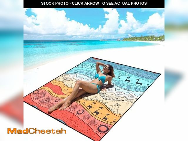 Lot 74-13621741 - AISPARKY Beach Blanket Waterproof Sandproof, Oversized Large Beach Mat 79" X 83"/120"x108" for 1-8 A...