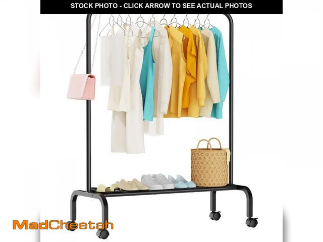 Lot 74-12442648 - STARLATTA Rolling Clothing Racks for Hanging Clothes, Garment Rack for Clothes to Hang, Metal Portab...