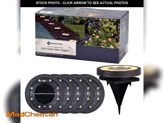Lot 74-12469411 - Member's Mark 6-Piece LED Solar Disc Lights - Oil-Rubbed Bronze - UNUSED