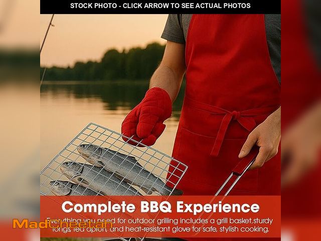 Lot 74-13067433 - BBQ Grilling Set for Outdoor Grill - Complete Grill Tool Kit with BBQ Grill, Apron, Tongs &amp; Heat...