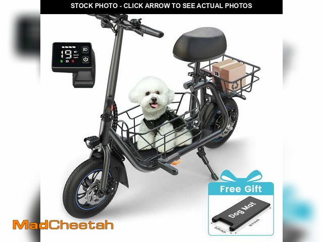Lot 74-13044553 - MIHOVER 19MPH Foldable 550W Electric Scooter with Seat for Adult, 12 inch Commuter E Scooter for Pet...