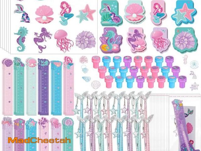 Lot 74-12330302 - Pajean 144 Pcs Mermaid Party Favors for Goodie Gift Bags Mermaid Theme Birthday Decorations Include ...
