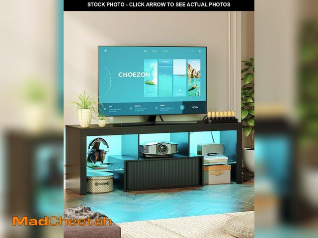 Lot 74-12397780 - CHOEZON TV Stand with Power Outlet, Modern TV Cabinet for 55 60 inch TVs, Media TV Console with LED ...