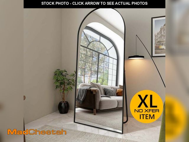 Lot 74-12669553 - BEAUTYPEAK 76"x34" Oversized Arched Metal Framed Standing Mirrors, Black - UNUSED