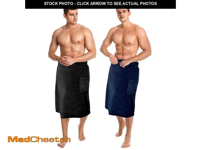 Lot 74-13720738 - Tudomro 2 Pcs Men's Bath Wrap Towel X-Large Shower Adjustable Terry Body Spa Towel with Pocket After...