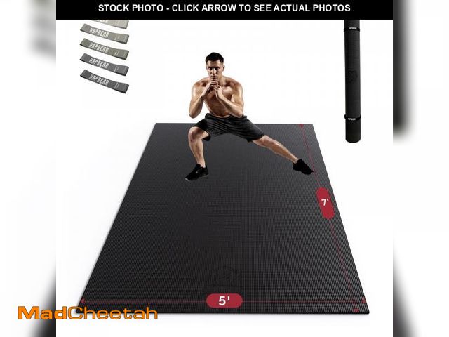Lot 74-12343661 - HAPBEAR Extra Large Exercise Mat-7'x5'/6'x4'x8mm(1/3 inch), Non-Slip, Ultra Durable, Thick Workout M...