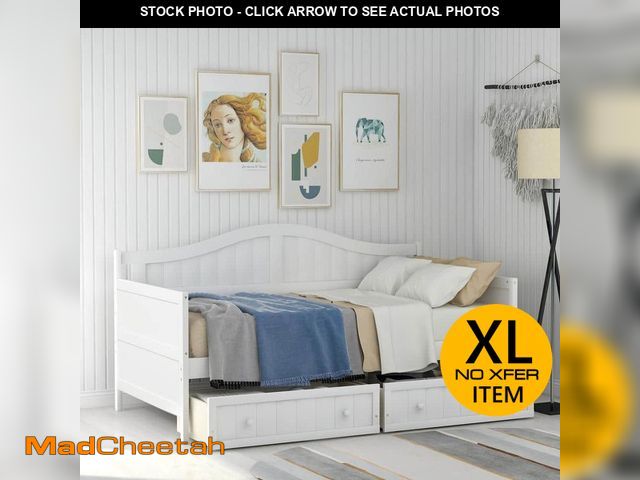 Lot 74-12813309 - Harper &amp; Bright Designs White Twin Wooden Daybed with 2-Drawers - UNUSED