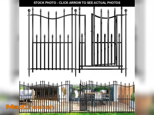 Lot 74-12140472 - 10 Panels No Dig Decorative Garden Fence with Gate, 32in(H) Ãâ 22ft(L) Heavy-Duty Rustproof Metal...