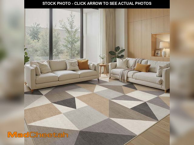 Lot 74-14586795 - MICGEEK 8x10 Washable Area Rugs for Living Room, Modern Geometric Printed Rug, Vacuum-Friendly, Non ...