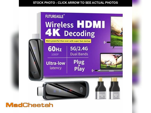 Lot 74-13543235 - FUTUREAGLE Wireless HDMI Transmitter and Receiver 328FT/100M,4K Decode Plug &amp; Play Portable 5G+2...