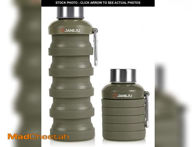 Lot 74-12308330 - JaneJu Collapsible Water Bottle, 17oz BPA Free Silicone Reusable Portable Lightweight Foldable Water...