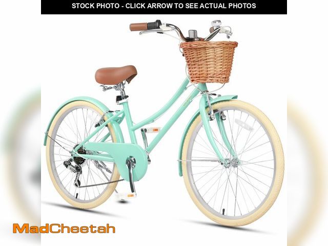 Lot 74-12689001 - Glerc 24 Inch Beach Cruiser Bike, 6-Speed Hybrid City Bicycle for Girls Youth and Over 6 Years Old, ...