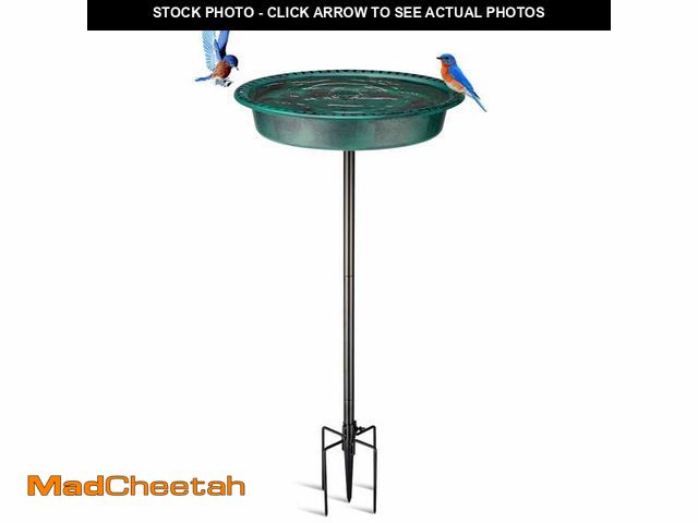 Lot 74-14260772 - OBENSKY Oval Polyresin Bird Bath Bowl with Metal Stake, 34 Inch Height Outdoor Freestanding Birdfeed...