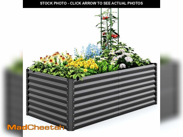 Lot 74-14351062 - Quictent 6x3x2 ft Galvanized Raised Garden Bed Extra Height Outdoor Planter Box with Tomato Cage Dar...
