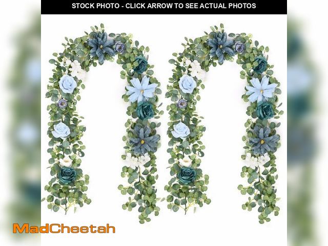Lot 74-14433555 - Waipfaru 2Pcs Eucalyptus Garland with Flowers, Flower Garland Decorations - UNUSED