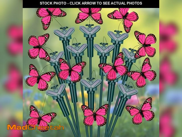 Lot 74-13955316 - Tujoe 12 Pcs Butterfly Garden Stakes Decorative, Solar Moving Fluttering Butterfly Outdoor Waterproo...