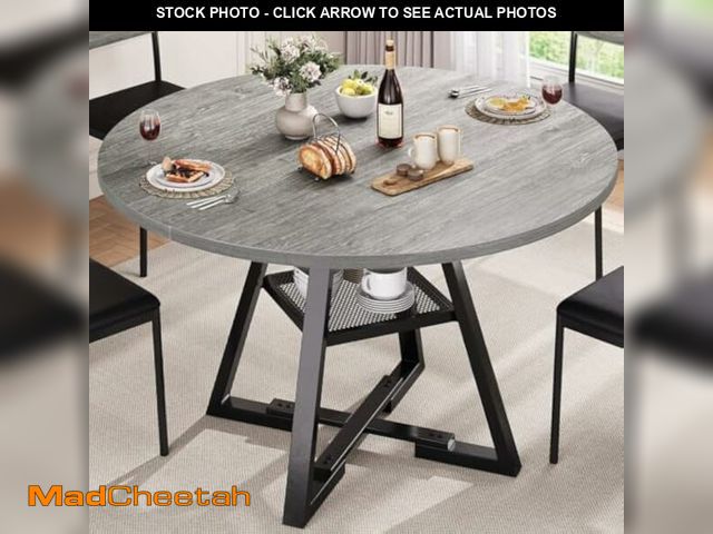 Lot 74-14325452 - Jocoevol Round Dining Table for 4,Kitchen Dining Room Circle Dinner Pedestal Table,Space Saving Wood...