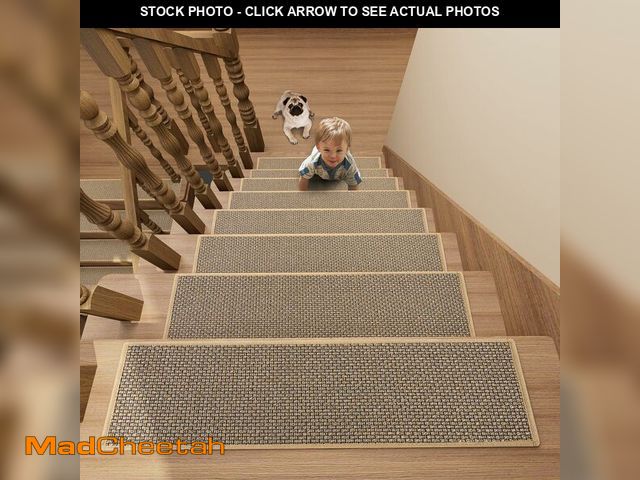 Lot 74-12459444 - Stair Treads Carpet 15 pcs for Wooden Steps with Non Slip Rubber Backing, 100% Polyester Soft Stairs...