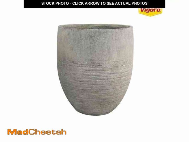 Lot 74-14449074 - Jennings Large Gray Plastic Fiberglass Tall Decorative Planter with Drainage Hole (17 in. L x 17 in....
