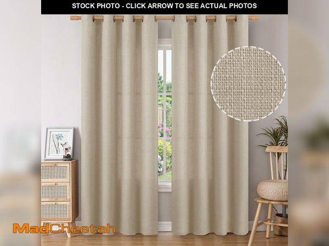 Lot 74-12600927 - BGment Faux Linen Curtains 90 Inches Long Set of 2 Panels, Living Room Long Curtains Burlap Textured...