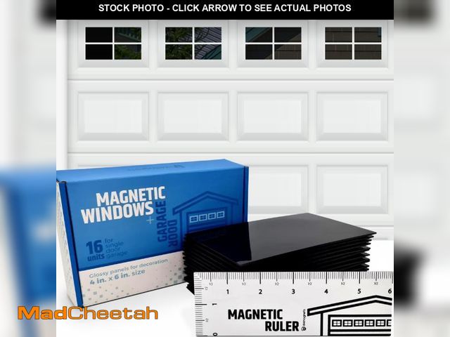 Lot 74-12313333 - Strong &amp; Glossy Magnetic Garage Door Windows - Fits 1 Car Garage - Looks Like Real Window Panels...
