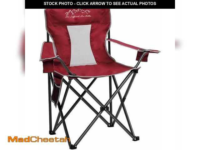 Lot 74-12544357 - SAILARY Collapsible Folding Camping Chairs Heavy Duty Lawn Foldable Chair with Cooler Bag, Storage P...