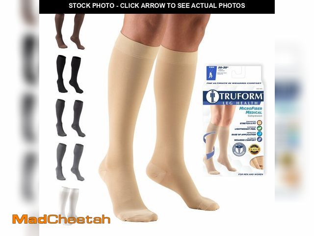 Lot 74-13631101 - Truform 20-30 mmHg Compression Stockings for Men and Women, Knee High Length, Closed Toe, Beige, Sma...