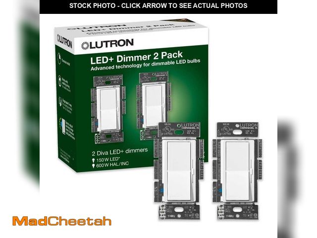 Lot 74-12872574 - Lutron Diva LED+ Dimmer Switch for Dimmable LED Bulbs, 150-Watt/Single-Pole or 3-Way, White (DVCL-15...