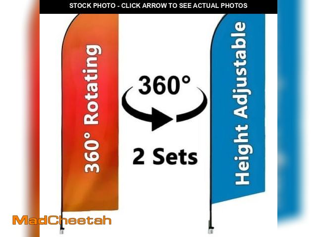 Lot 74-12166955 - Petoto 12ft Height Feather Flag Pole Set  2 Pack Advertising Flag Pole Kit with Ground Stakes for Bu...