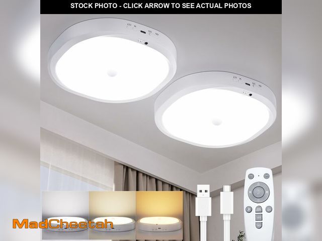 Lot 74-13629549 - RIRIBEN Rechargeable Motion Sensor Ceiling Light Indoor, 10000mAh Battery Operated Closet Light with...