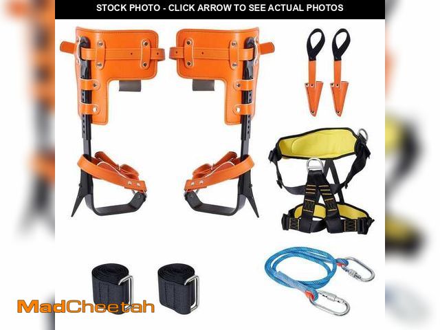 Lot 74-14468640 - SVOPES Tree Climbing Spikes Set, 1 Pair Alloy Steel Climbing Spurs with Safety Rope and Harness, 350...