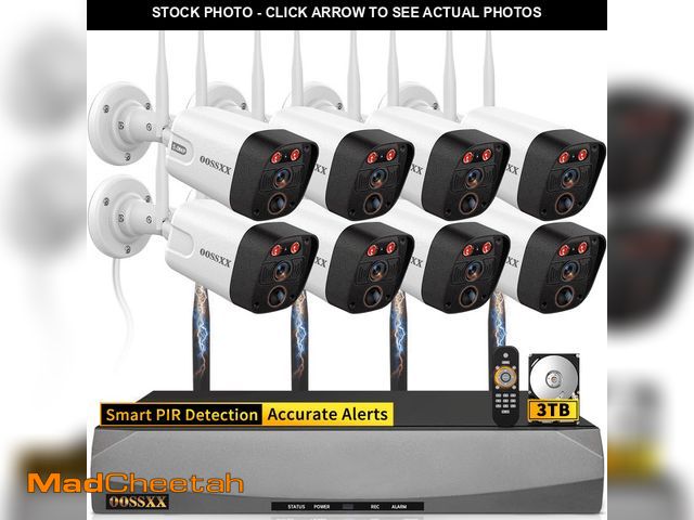 Lot 74-14219073 - OOSSXX 5MP 8-Camera Wireless Security System with Dual Antenna WiFi, 130Â° Wide Angle Outdoor Camera...