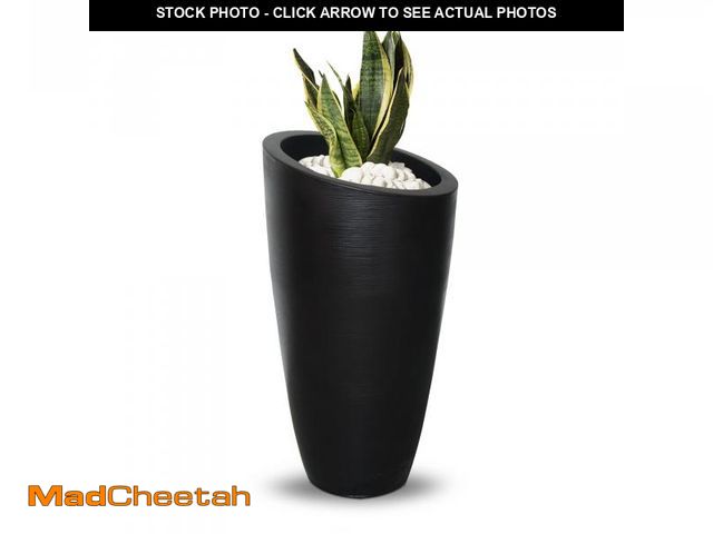 Lot 74-12159549 - Mayne Modesto 42in Tall Planter - Black - 22in x 22in x 42in - 12 Gallons of Soil Capacity with Fals...