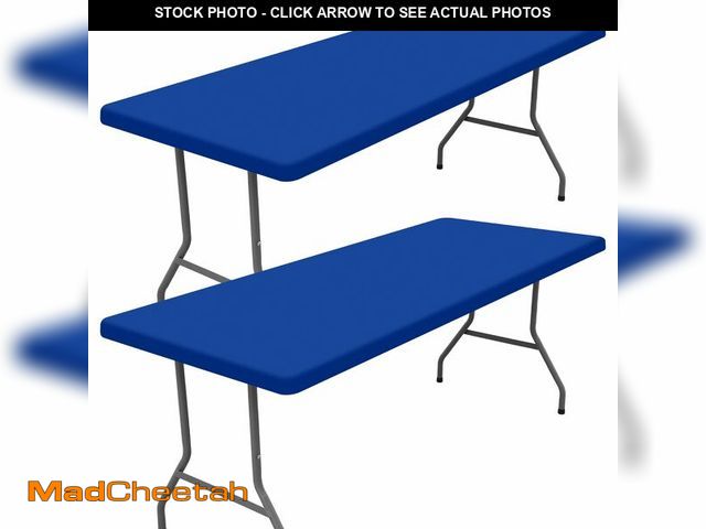 Lot 74-12703829 - Moosfor Spandex 8 Foot Rectangle Table Cloth 2 Pack, Elastic Fitted Tablecloths for Picnic, Stretch ...
