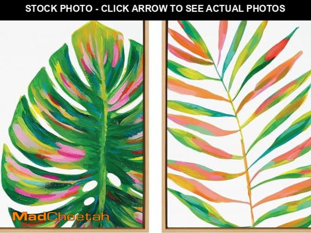 Lot 74-12169173 - Kate and Laurel Sylvie EV Monstera and EV Palma No 2 Framed Canvas Wall Art Set by Jessi Raulet of E...