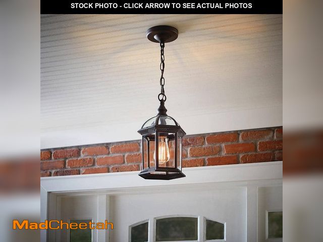 Lot 74-12745810 - (MISSING HARDWARE) Hampton Bay Wickford 13.6 in. 1-Light Weathered Bronze Outdoor Hanging Light Pend...